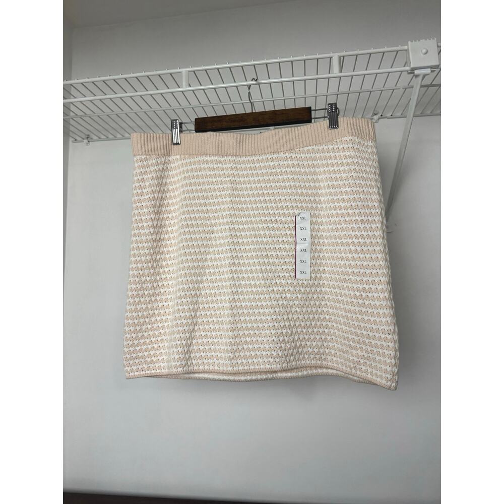 Future Collective Collab Cream/White Crochet Mini Skirt Checkered XXL, NWT